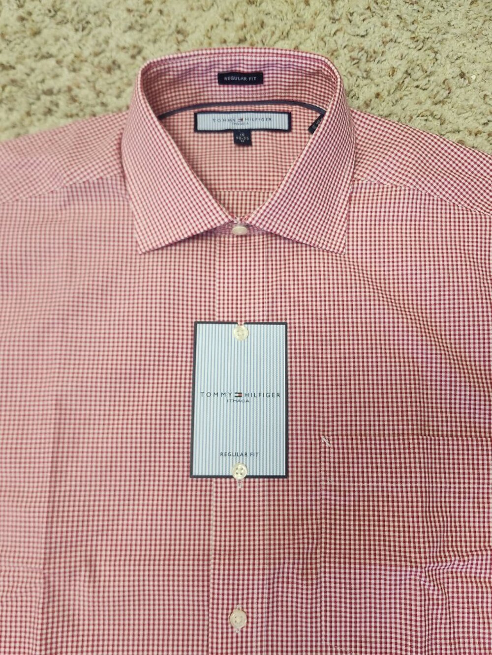 NWT Tommy Hilfiger shirt 15 - 32/33 cotton check red white